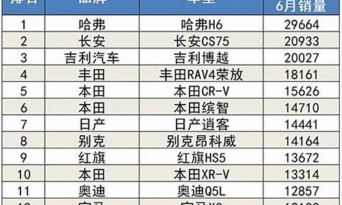 6月汽车销量排名榜_6月汽车销量排名